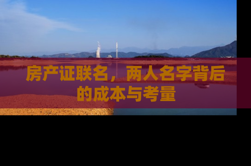 房产证联名，两人名字背后的成本与考量